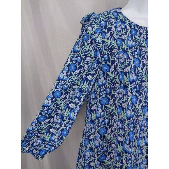 Vineyard Vines Blue Floral Winter Garden Pintuck Mini Dress Size XS - Picture 10 of 15